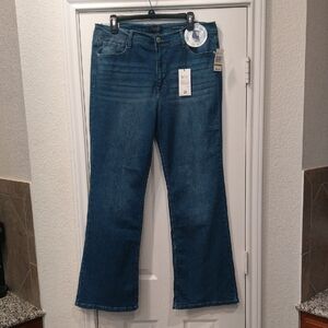 Curve Appeal High Rise Flare Classic Blue Jeans Women's Sz 14/30 NWT Comfy, Y2K